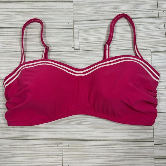 LANDS’‎ END MOLDED PINK NAUTICAL BIKINI BANDEAU TOP 6 - Picture 1 of 7
